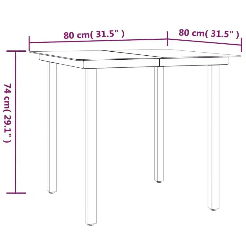 vidaXL Garden Dining Set Black Poly rattan and Steel Standard Stacking - 31.5 table length 4