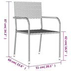 vidaXL Garden Dining Set Black Poly rattan and Steel Standard Stacking - 31.5 table length 4