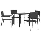 vidaXL Garden Dining Set Black Poly rattan and Steel Standard Stacking - 31.5 table length 4