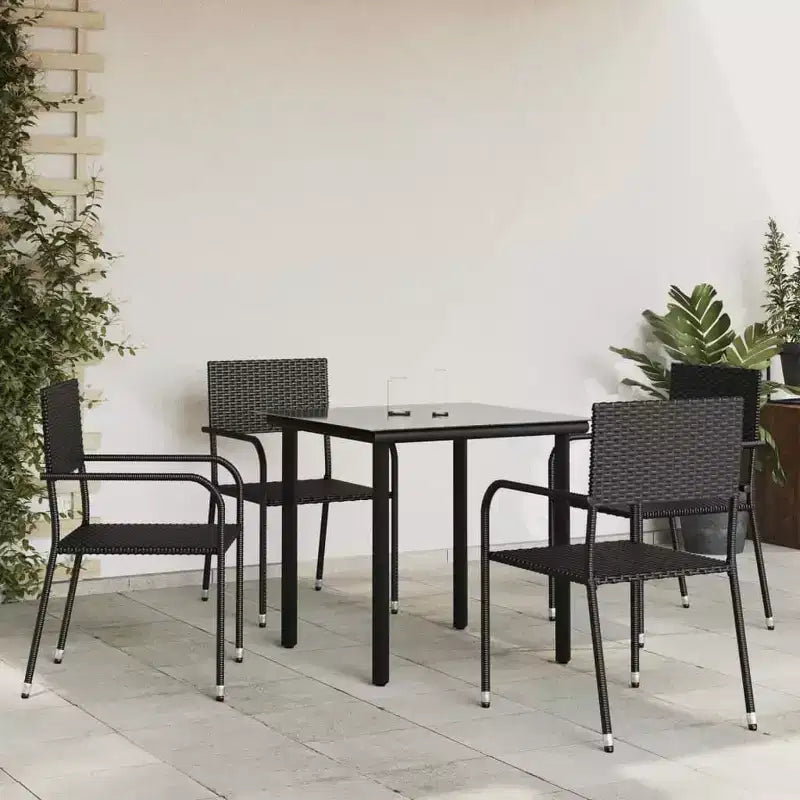 vidaXL Garden Dining Set Black Poly rattan and Steel Standard Stacking - 31.5 table length 4
