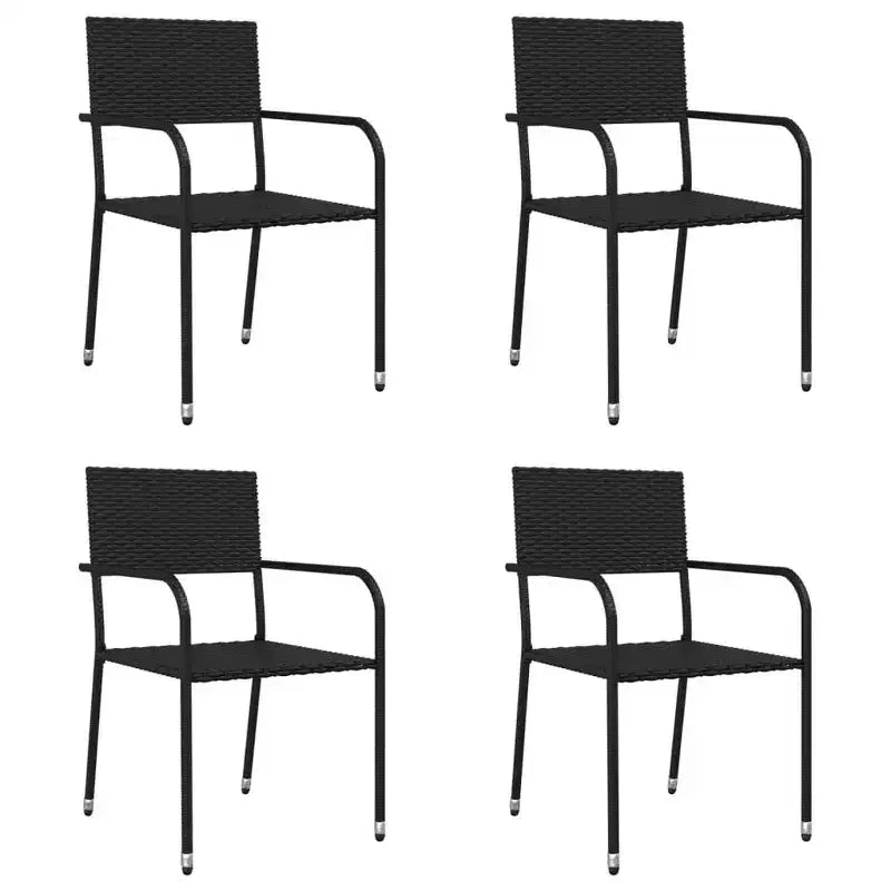 vidaXL Garden Dining Set Black Poly rattan and Steel Standard Stacking - 31.5 table length 4