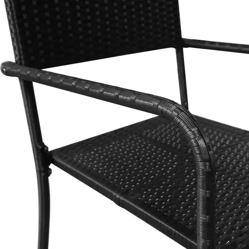 vidaXL Garden Dining Set Black Poly rattan and Steel Standard Stacking - 31.5 table length 4
