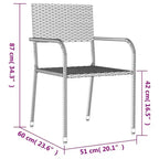 vidaXL Ensemble de jardin à manger noir résine tressée et acier empilable standard - Longueur de table 63 4 articles