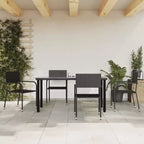 vidaXL Ensemble de jardin à manger noir résine tressée et acier empilable standard - Longueur de table 63 4 articles