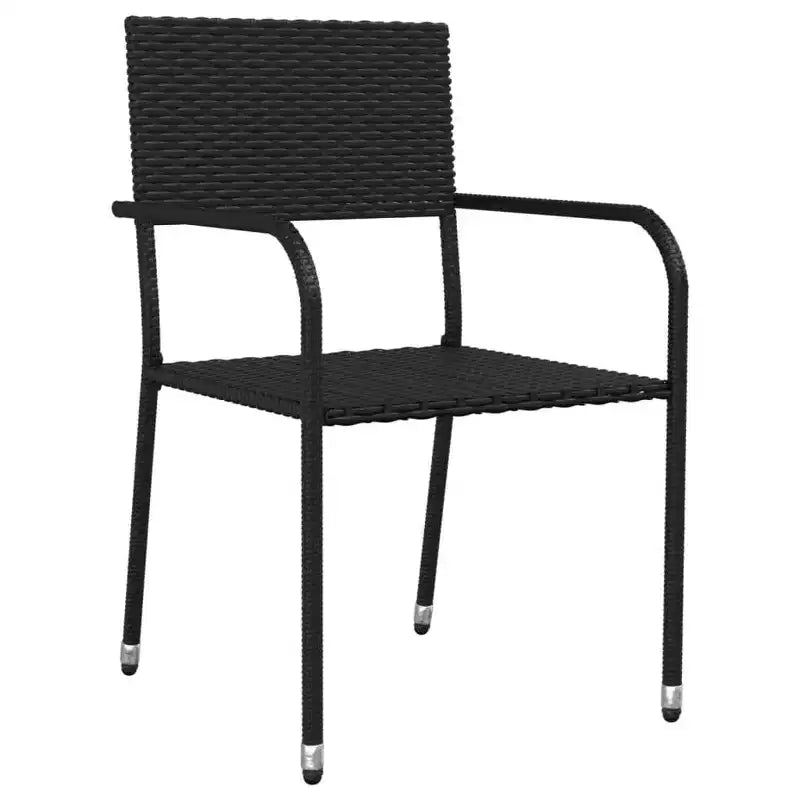 vidaXL Ensemble de jardin à manger noir résine tressée et acier empilable standard - Longueur de table 63 4 articles