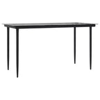 vidaXL Salon de jardin gris et noir en résine tressée, acier et verre trempé - Longueur de la table 140 cm, 4 pièces