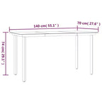 vidaXL Ensemble de jardin à dîner en rotin synthétique noir et acier, empilable, longueur de table 140 cm, 6 pièces