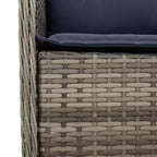 vidaXL Salon de jardin 7 pièces en résine tressée grise avec coussins bleus et table en verre trempé