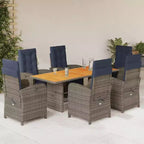 vidaXL Patio Dining Set with Cushions Outdoor Table and Chair Gray Poly Rattan
