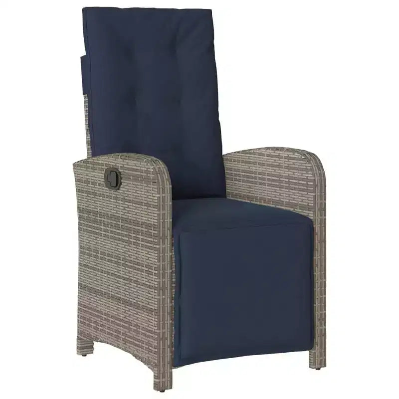 vidaXL Patio Dining Set with Cushions Outdoor Table and Chair Gray Poly Rattan