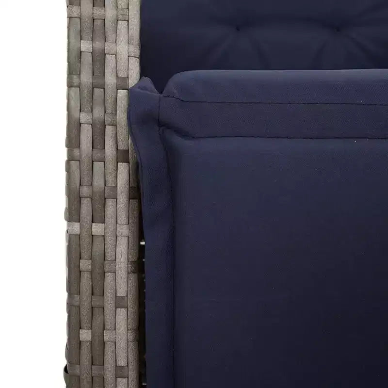 vidaXL Patio Dining Set with Cushions Outdoor Table and Chair Gray Poly Rattan
