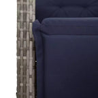vidaXL Patio Dining Set with Cushions Outdoor Table and Chair Gray Poly Rattan
