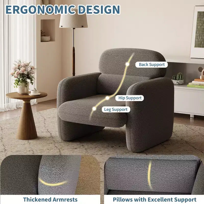 Chaise de style moderne, fauteuil de salon individuel, cadre en bois, design ergonomique, adaptée au salon, à la chambre, à l'appartement