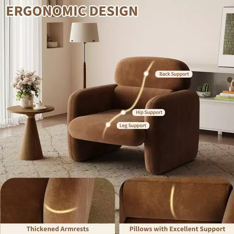 Chaise de style moderne, fauteuil de salon individuel, cadre en bois, design ergonomique, adaptée au salon, à la chambre, à l'appartement
