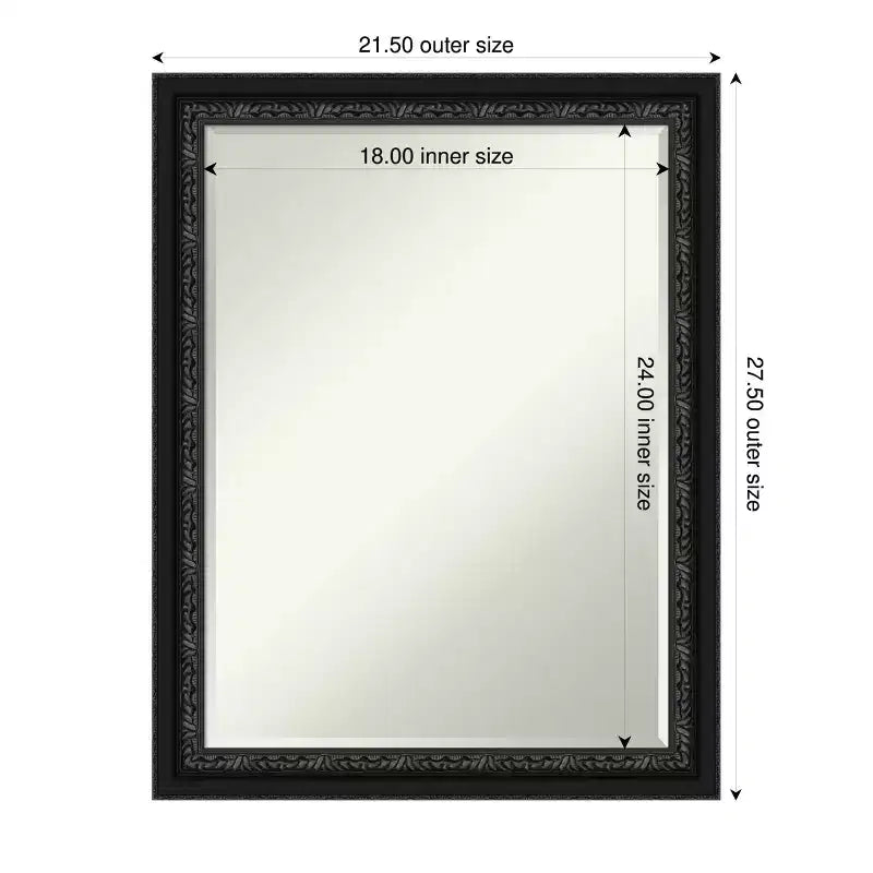 Amanti Art Downton Miroir mural de salle de bain en bois biseauté noir 27,5 x 21,5 po