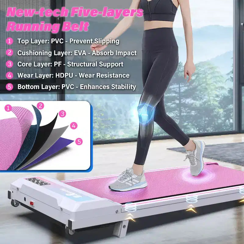 Redliro Walking Pad Treadmill with Incline, Portable Under Desk Treadmill for Home Office, Compact Walking Pad with Smart LED Display, Black