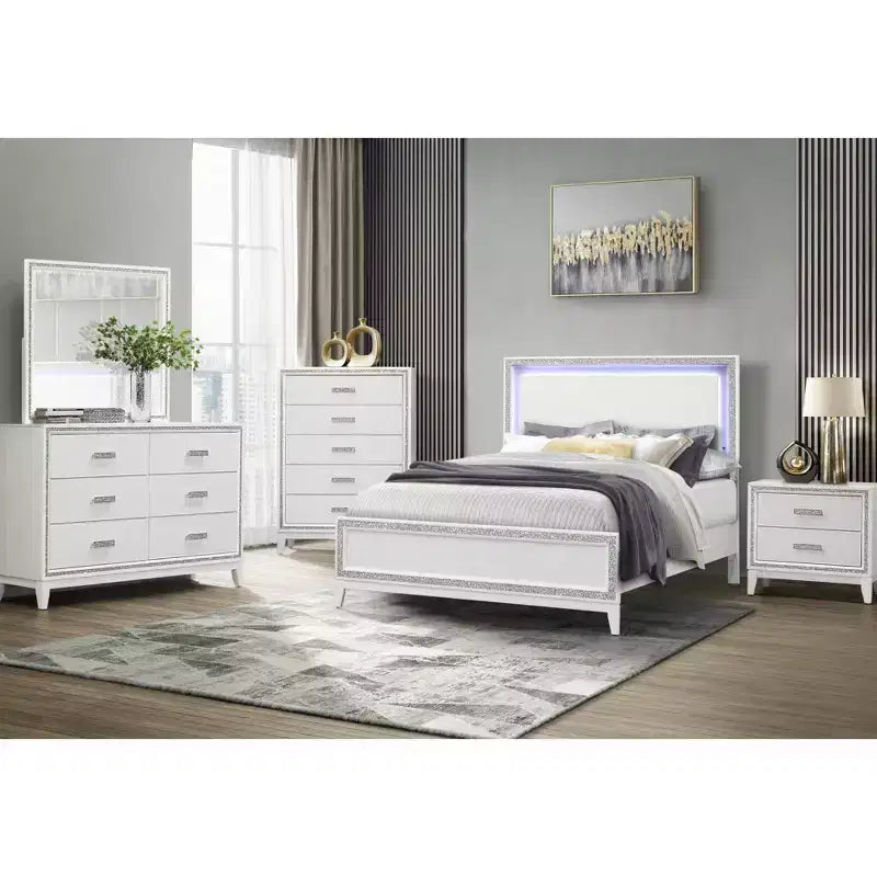 HomeStock 19.92 in.H MDF Horizontal Dressers with 14 - Drawers in White Finish
