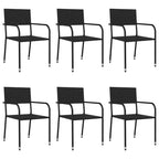 vidaXL Garden Dining Set Black Steel, PE Rattan Standard Stackable - Black 63 Table Length 6 Items