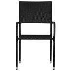 vidaXL Garden Dining Set Black Steel, PE Rattan Standard Stackable - Black 63 Table Length 6 Items