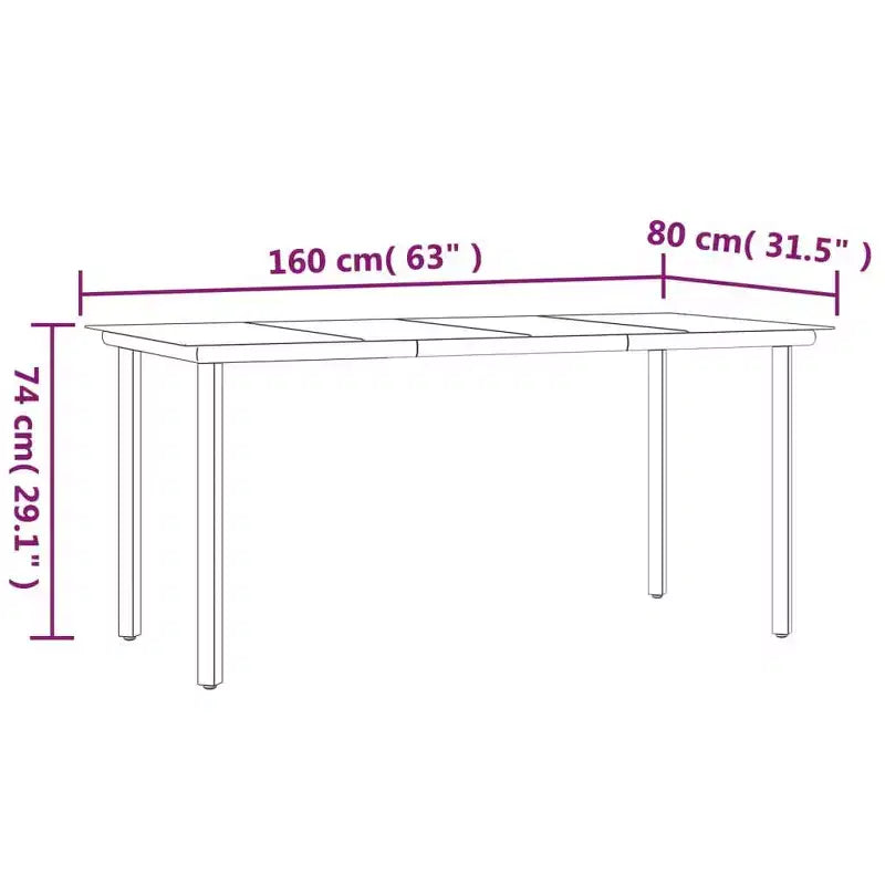vidaXL Garden Dining Set - Gray 63 Table Length 4 Items