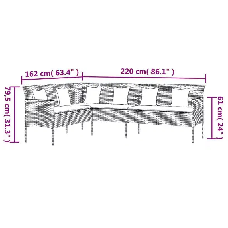 vidaXL Garden Dining Set Gray PE rattan Large Durable
