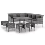 vidaXL Garden Dining Set Gray PE rattan Large Durable
