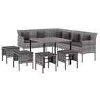 vidaXL Garden Dining Set Gray PE rattan Large Durable