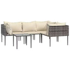 vidaXL Salon de jardin d'extérieur avec coussins en résine tressée gris