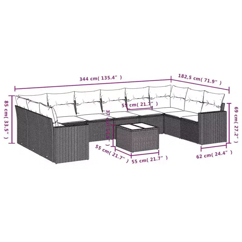 vidaXL Garden Sofa Set Grey, Dark Grey