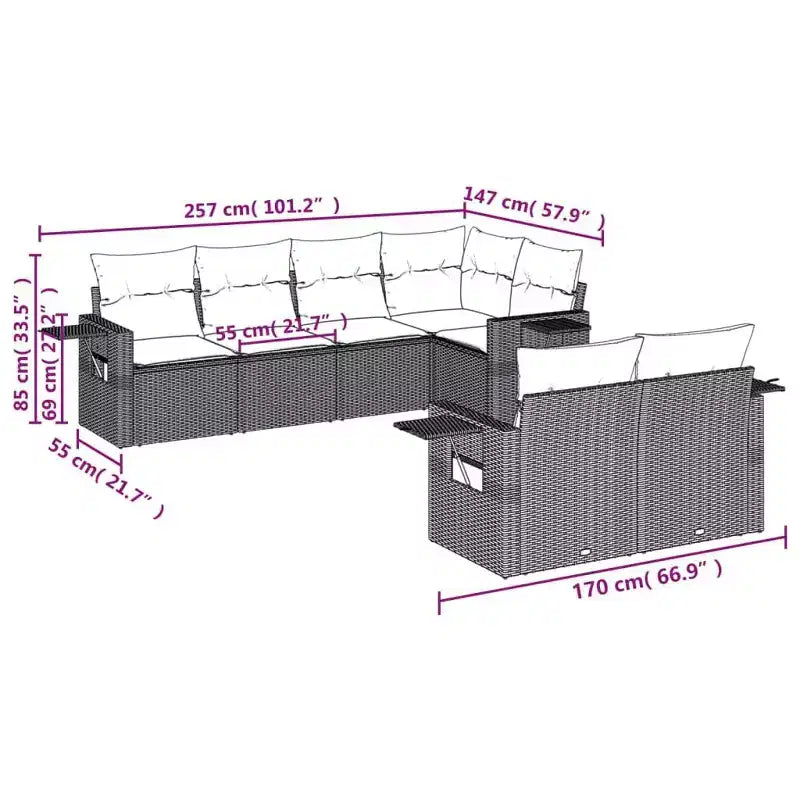 vidaXL Patio Sofa Set - Black and Blue