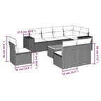 vidaXL 9 Piece Patio Sofa Set with Cushions Black Poly Rattan - Black and Blue