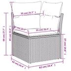 vidaXL Garden Sofa Set Grey PE rattan 6 Piece Set Adjustable Armrests