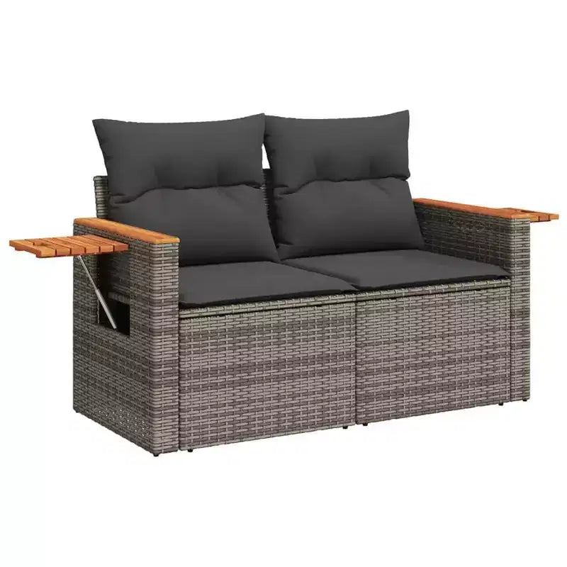 vidaXL Garden Sofa Set Grey PE rattan 6 Piece Set Adjustable Armrests