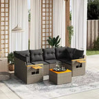 vidaXL Garden Sofa Set Grey PE rattan Large Adjustable Feet