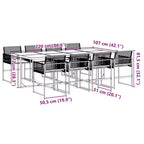 vidaXL Ensemble de salle à manger d'extérieur 9 pièces en résine tressée noire avec coussins, table rectangulaire en verre, chaises pliantes