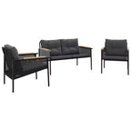 vidaXL Patio Chairs with Cushions Seating Outdoor Garden Furniture Black Steel