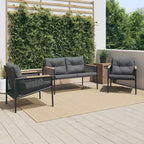 vidaXL Patio Chairs with Cushions Seating Outdoor Garden Furniture Black Steel