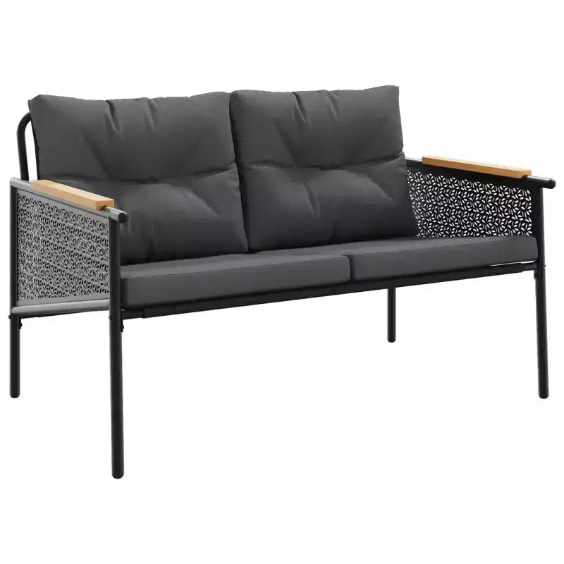 vidaXL Patio Chairs with Cushions Seating Outdoor Garden Furniture Black Steel