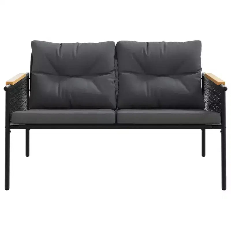 vidaXL Patio Chairs with Cushions Seating Outdoor Garden Furniture Black Steel