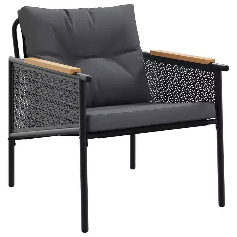 vidaXL Patio Chairs with Cushions Seating Outdoor Garden Furniture Black Steel