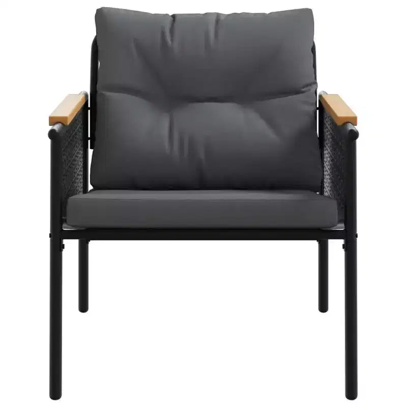 vidaXL Patio Chairs with Cushions Seating Outdoor Garden Furniture Black Steel