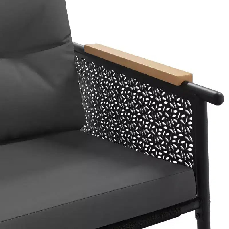 vidaXL Patio Chairs with Cushions Seating Outdoor Garden Furniture Black Steel
