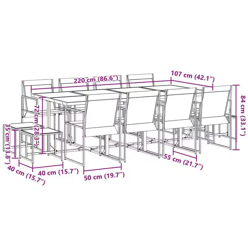 vidaXL Patio Dining Set Table and Chair Garden Outdoor Furniture Black Textilene