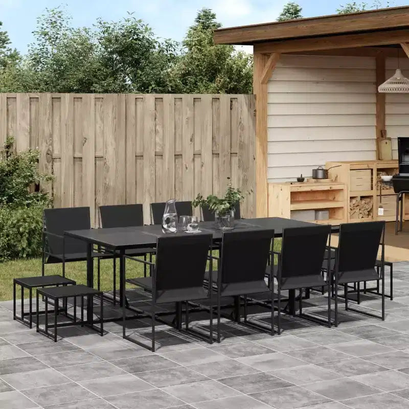 vidaXL Patio Dining Set Table and Chair Garden Outdoor Furniture Black Textilene