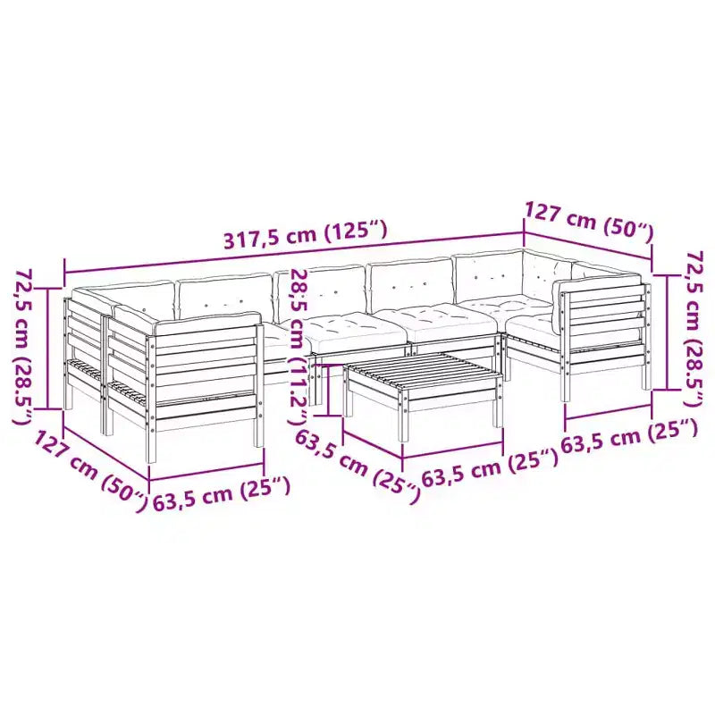 vidaXL Garden Sofa Set Wax brown and cream