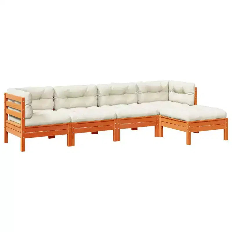 vidaXL Garden Sofa Set Wax Brown, Cream