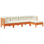 vidaXL Garden Sofa Set Wax Brown, Cream
