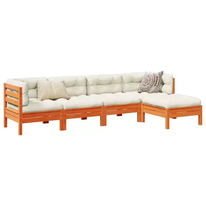 vidaXL Garden Sofa Set Wax Brown, Cream