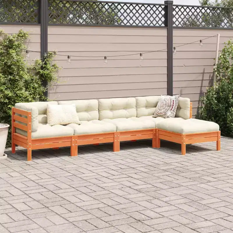 vidaXL Garden Sofa Set Wax Brown, Cream