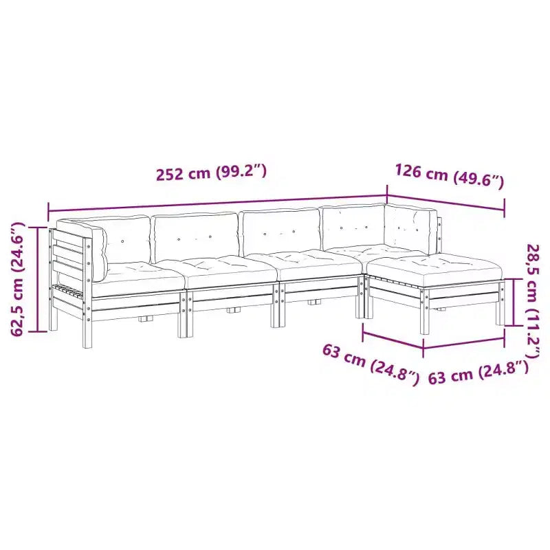 vidaXL Garden Sofa Set Wax Brown, Cream